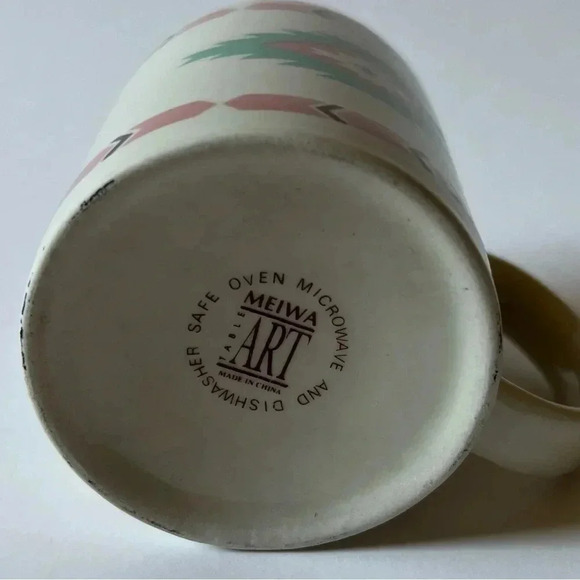 Vintage Meiwa Table Art Southwest Pattern Coffee Mug Pink Turquoise Pattern - Picture 4 of 4